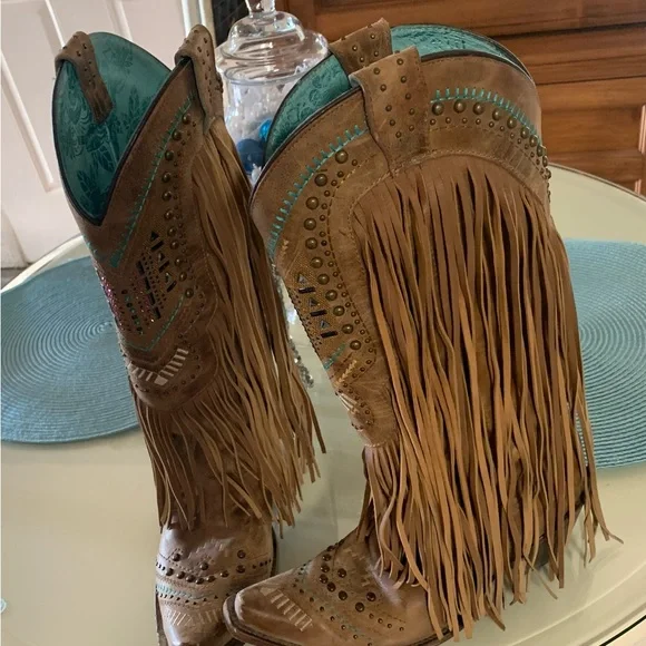 Gorgeous Corral Fringe Boots. 8 1/2 - Picture 3 of 8